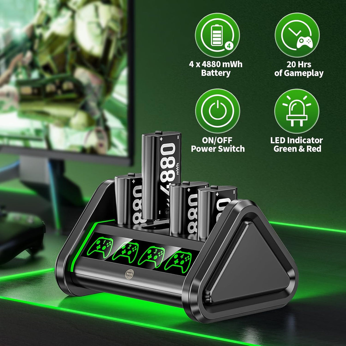 navor Rechargeable Battery Pack for Xbox One & Xbox Series X|S Controllers,