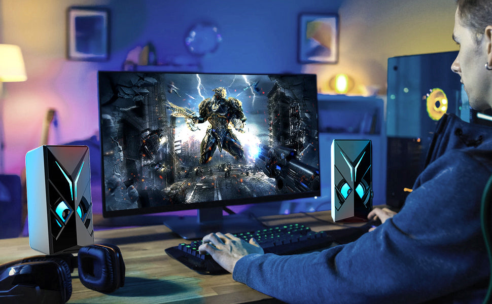 Navor Computer Speakers for Desktop, 10W USB Powered Stereo PC Speakers with RGB Lights