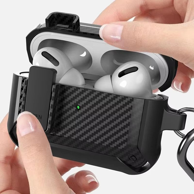 For AirPods Pro 2 Case Rugged Shockproof Protective Cover with Carabiner