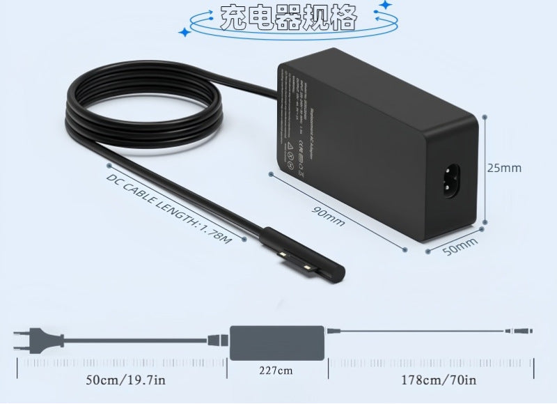 navor 65W Surface Charger for Pro 11/10/9/8/7+/7/6/5/4/3/X, Laptop 6/5/4/3/2/1, Go 3/2/1, Book 3/2/1, Studio 1 i5