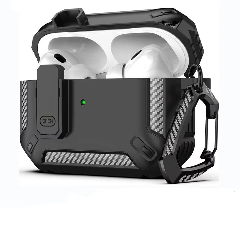 For AirPods Pro 2 Case Rugged Shockproof Protective Cover with Carabiner