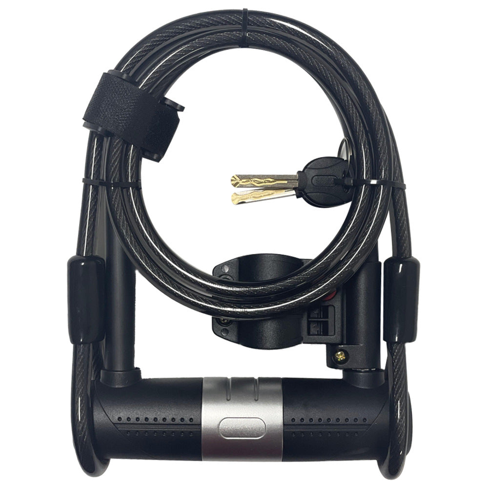 navor U Lock with Steel Cable, Heavy Duty Bicycle Lock, Keyed Anti Theft Bike Security Lock