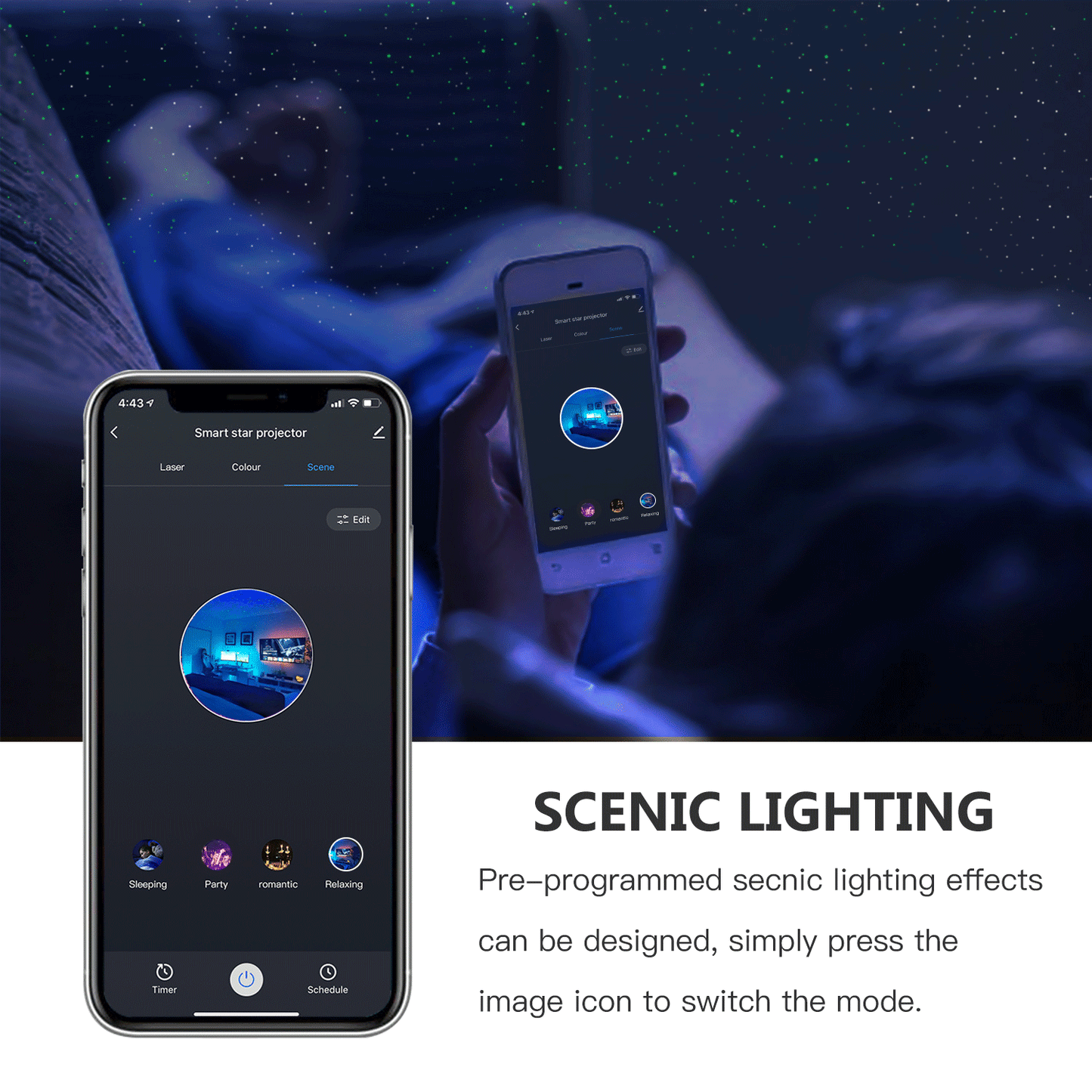 navor Starry Projector Light with Timer, App Control, Voice Control,Moving Star Galaxy