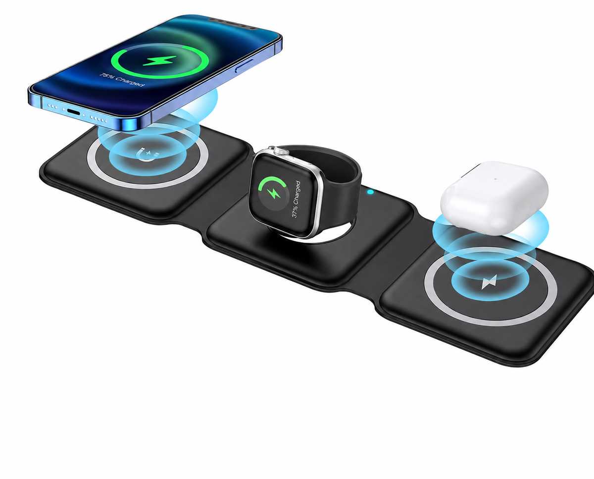 3 in 1 Charging Station for iPhone, Wireless Stand for iWatch & Airpods