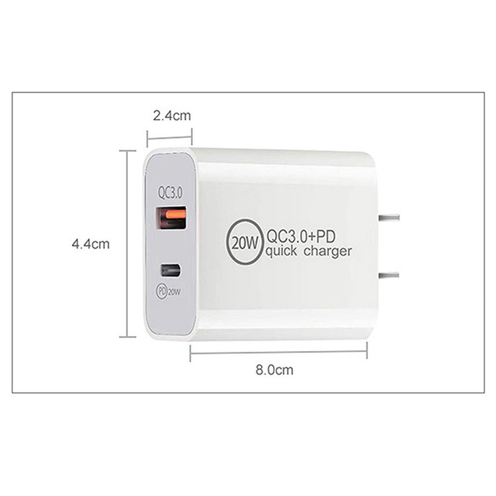 navor 20W USB-C Wall Charger with USB-A PD QC3.0 Fast Charging Adapter