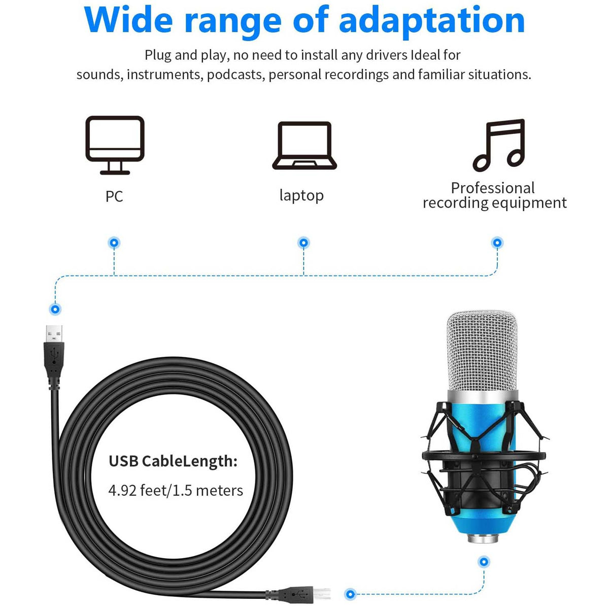 navor Condenser Microphone Combo, Cardioid Professional PC Mic Kit with Adjustable Mic