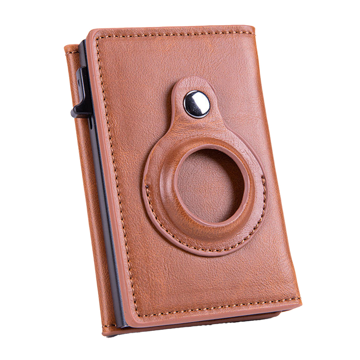 Navor Leather Bi-Fold Pop-up Wallet with AirTag Holder, RFID Blocking