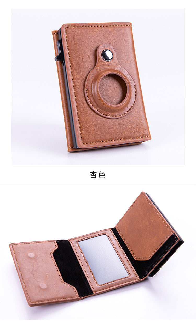 Navor Leather Bi-Fold Pop-up Wallet with AirTag Holder, RFID Blocking