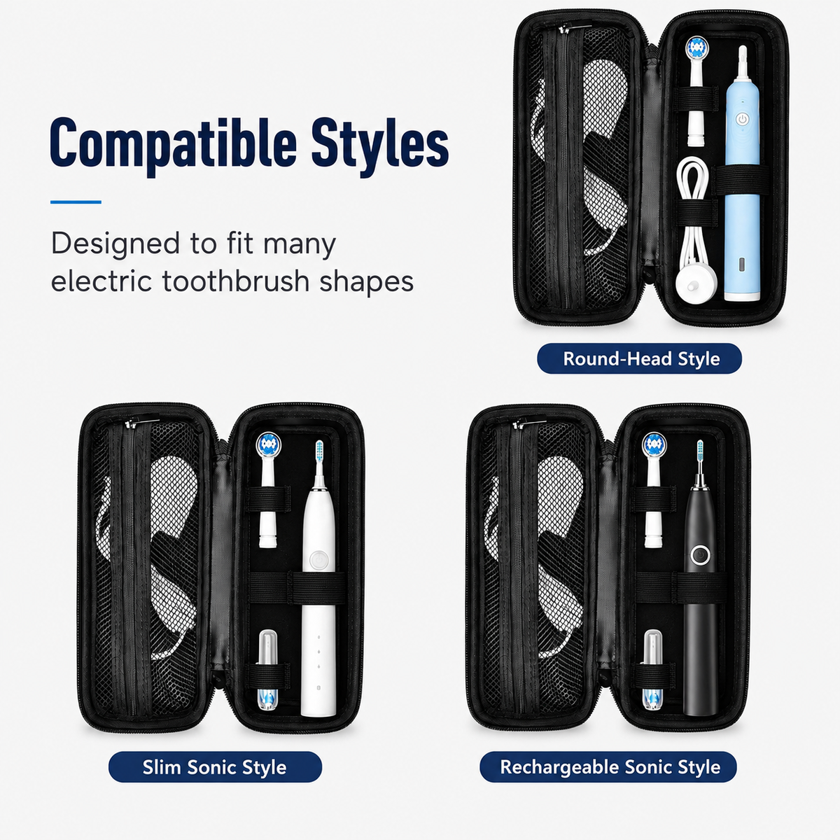 navor EVA Electric Toothbrush Travel Case for Oral-B & for Sonicare, Black