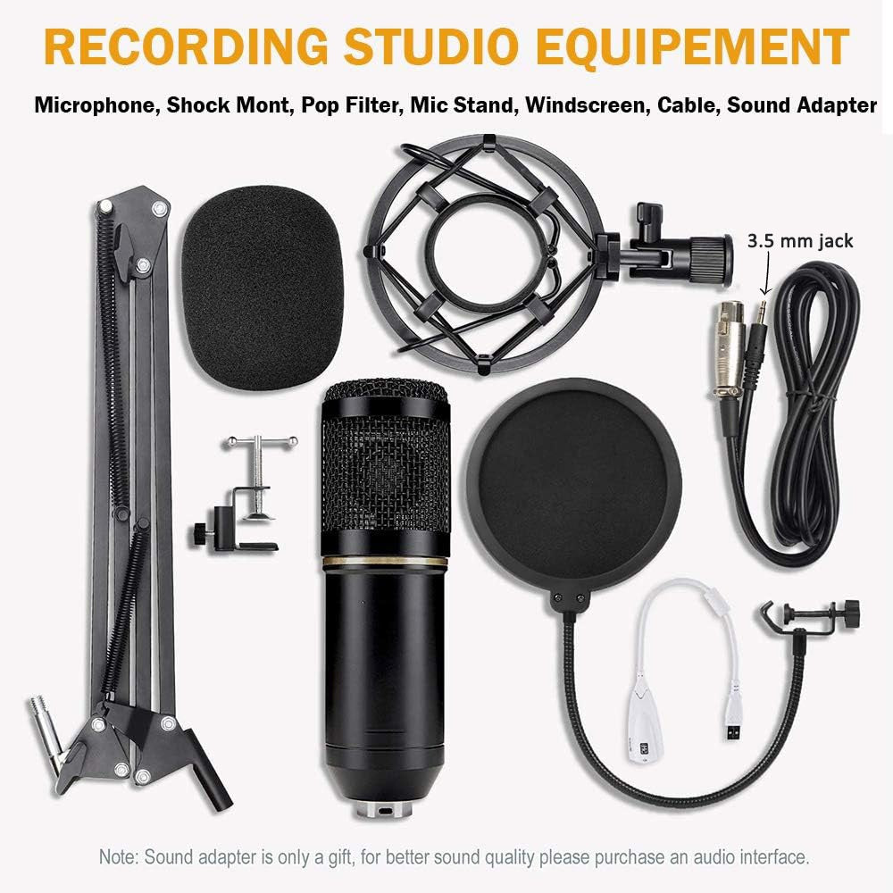 navor XLR Condenser Microphone Combo Cardioid Professional Mic Kit with Adjustable Suspension Scissor Arm, Shock Mount & Pop Filter