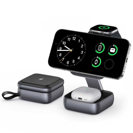 3 in 1 Foldable Wireless Charging Station Dock for Apple iPhone 16 17 Pro Max Mini Plus Air, Apple Watch, AirPods adapter - Used, Good