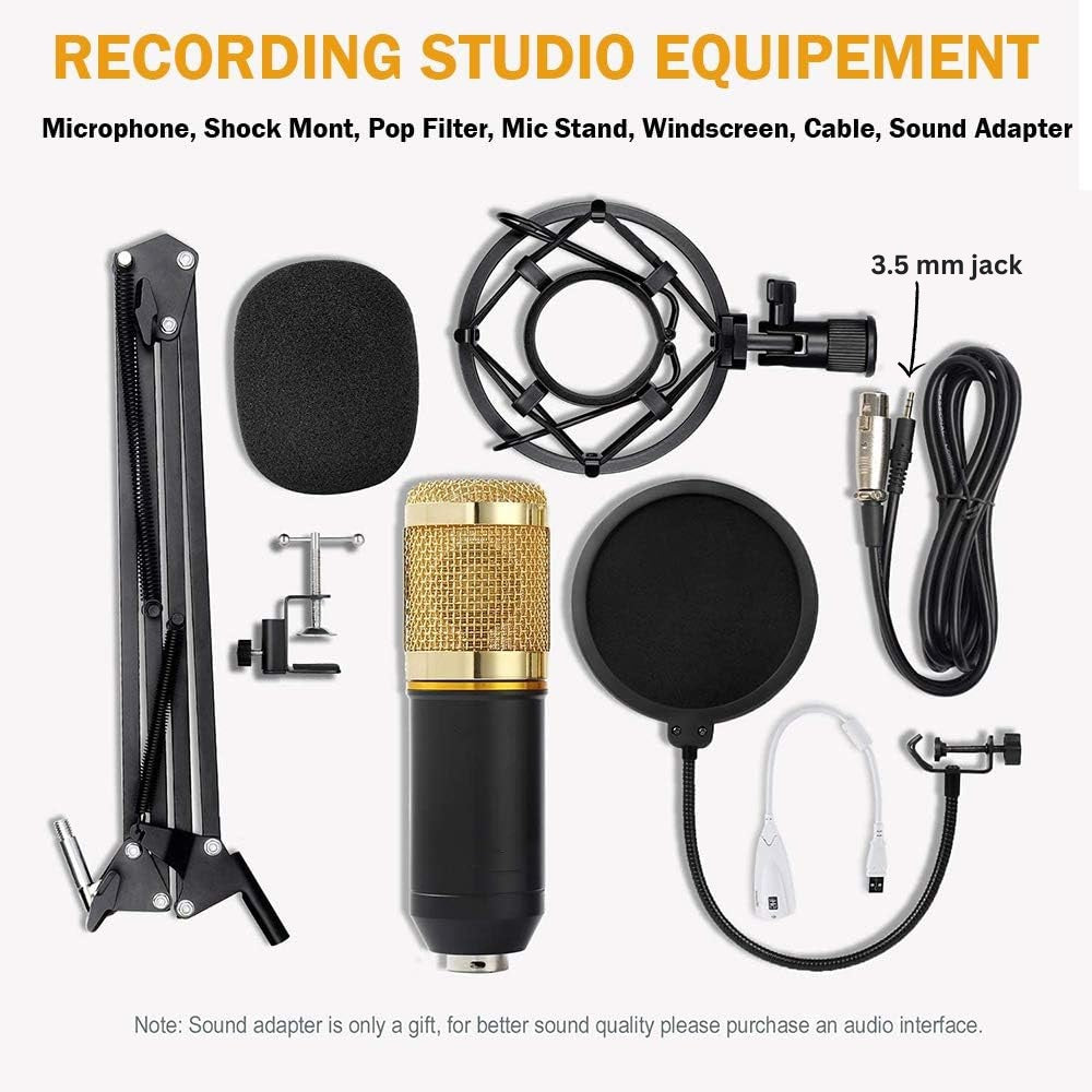 navor XLR Condenser Microphone Combo Cardioid Professional Mic Kit with Adjustable Suspension Scissor Arm, Shock Mount & Pop Filter