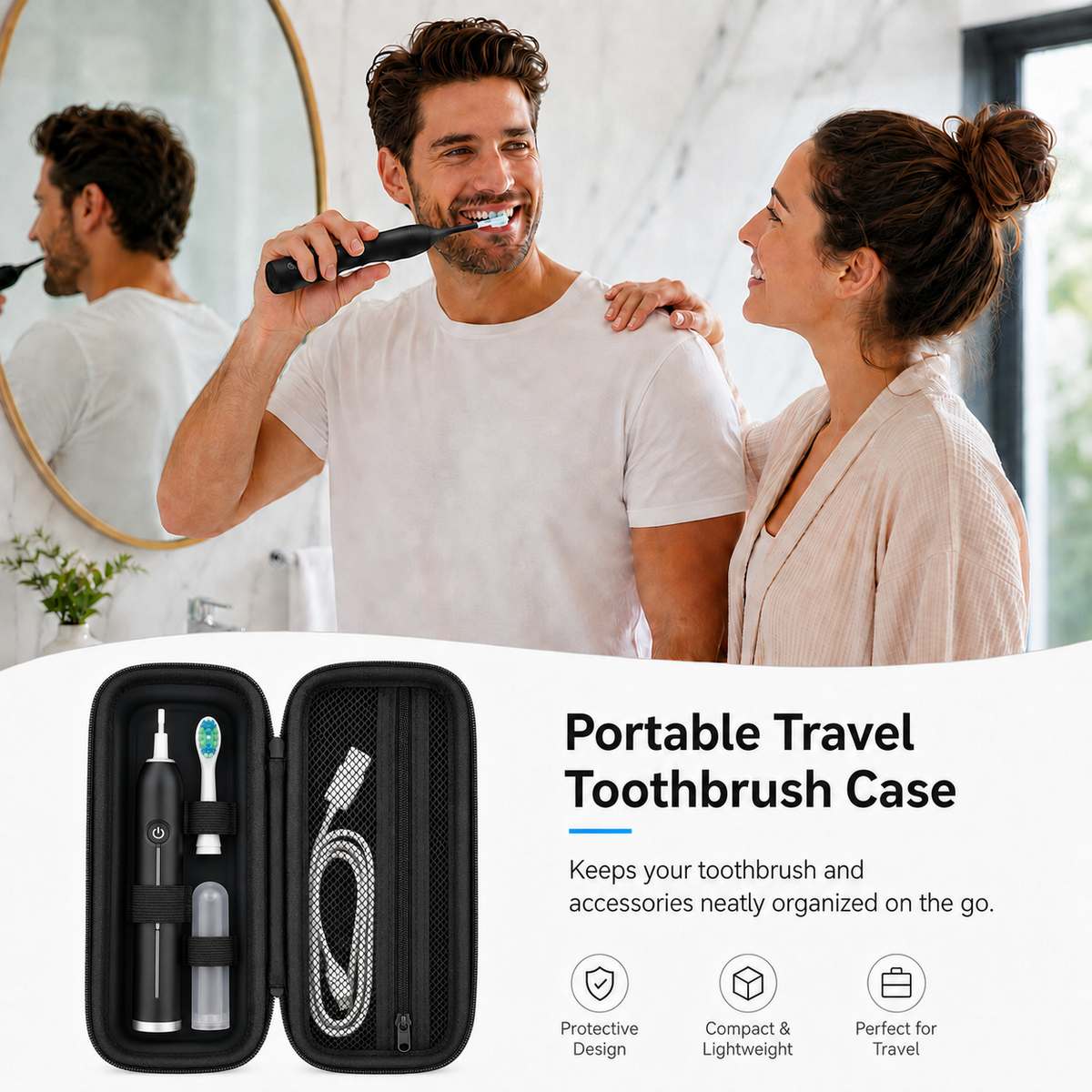 navor EVA Electric Toothbrush Travel Case for Oral-B & for Sonicare, Black