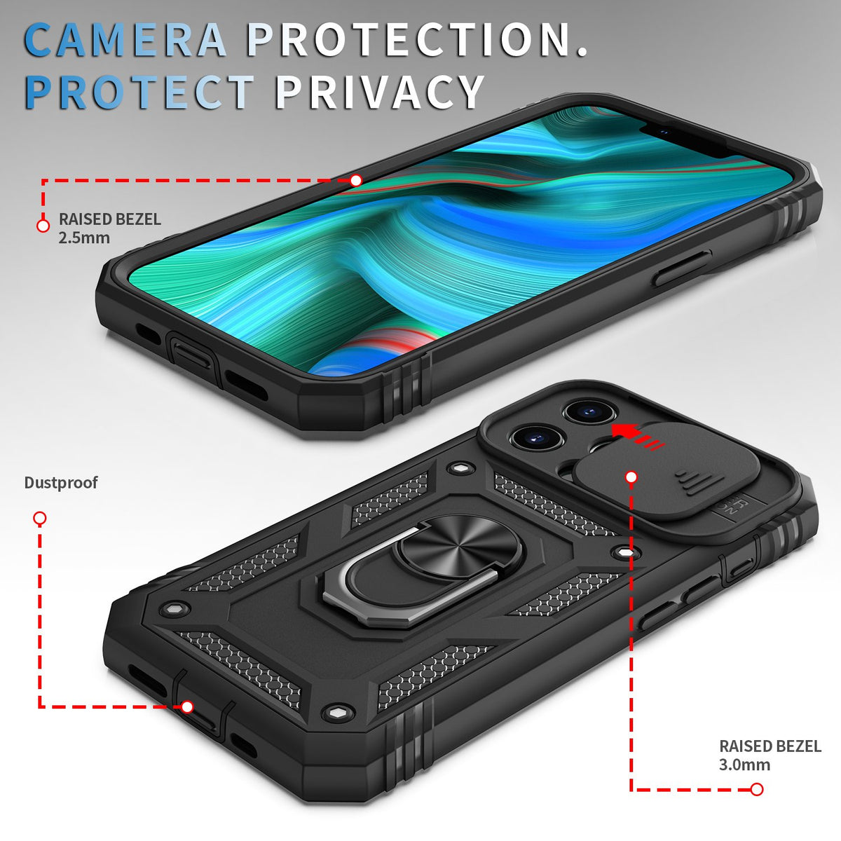Universal Car Mount Military & Bumper Hard Case for iPhone 13 Pro 6.1 inches - NAVOR