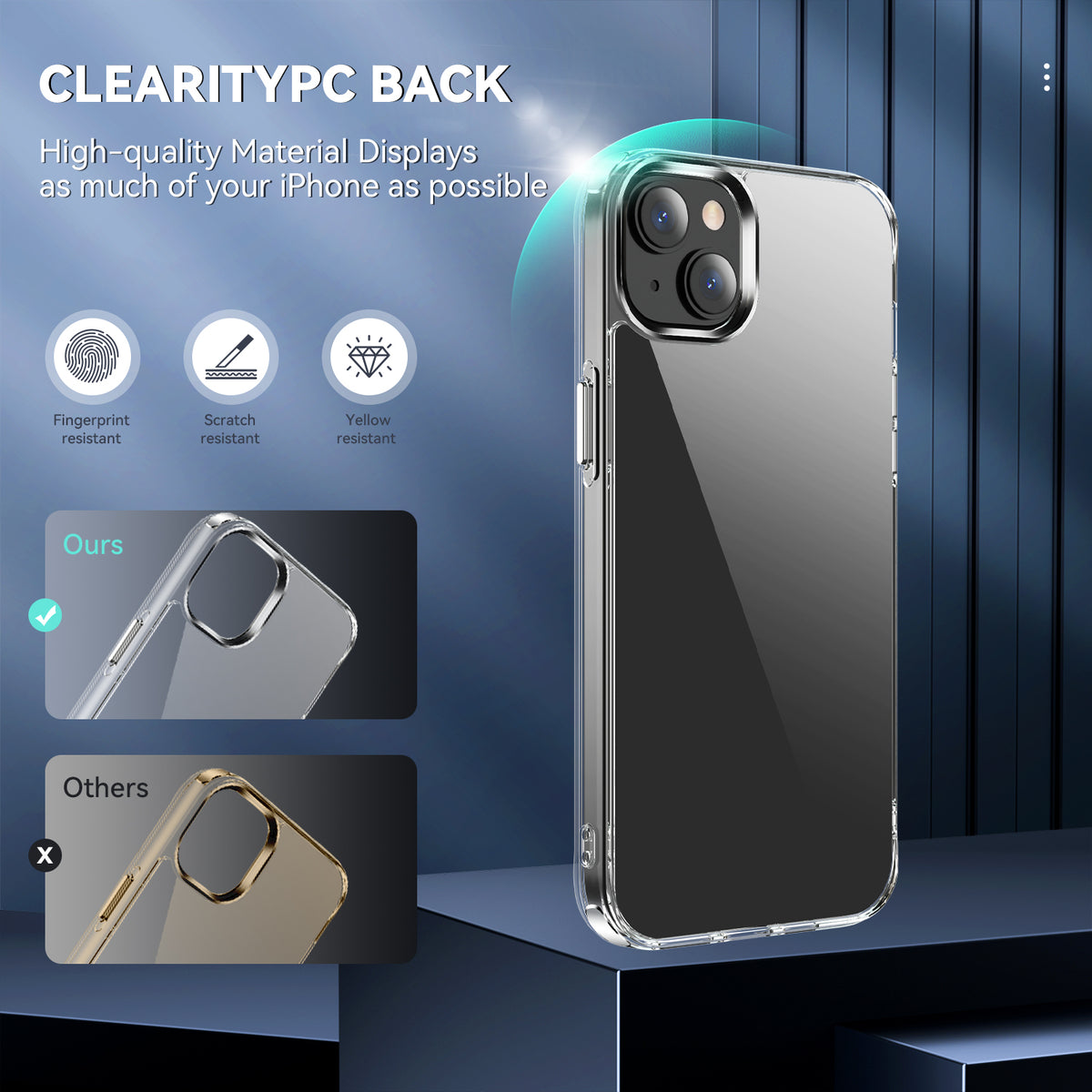 Hybrid Clear Case for iPhone 14 Case- 6.1 Inch PC + TPU Crystal Clear Cover - NAVOR