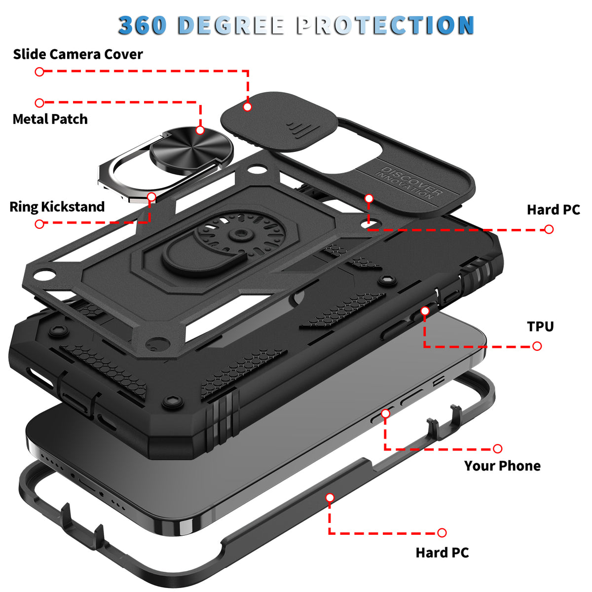 Military Bumper Hard Case for iPhone 13 6.1 inches - NAVOR