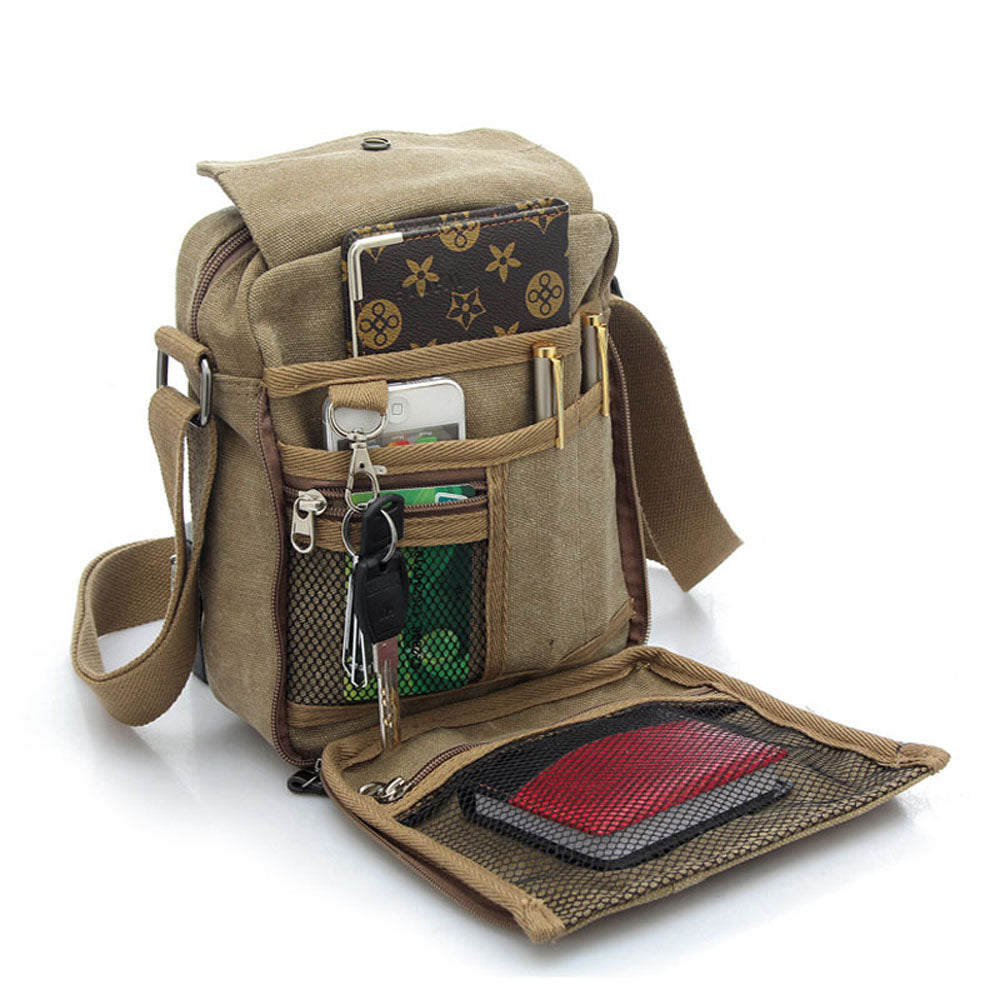 Men's Small Vintage Multipurpose Canvas Shoulder/ Messenger Bag - NAVOR