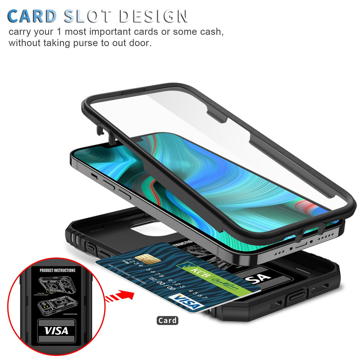 Universal Car Mount Military & Bumper Hard Case for iPhone 13 Pro 6.1 inches - NAVOR