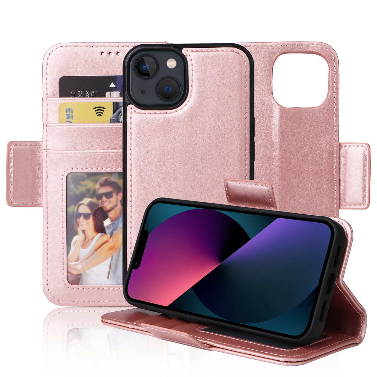 Vajio Series - iPhone 13 6.1" PU Leather Wallet Case - NAVOR