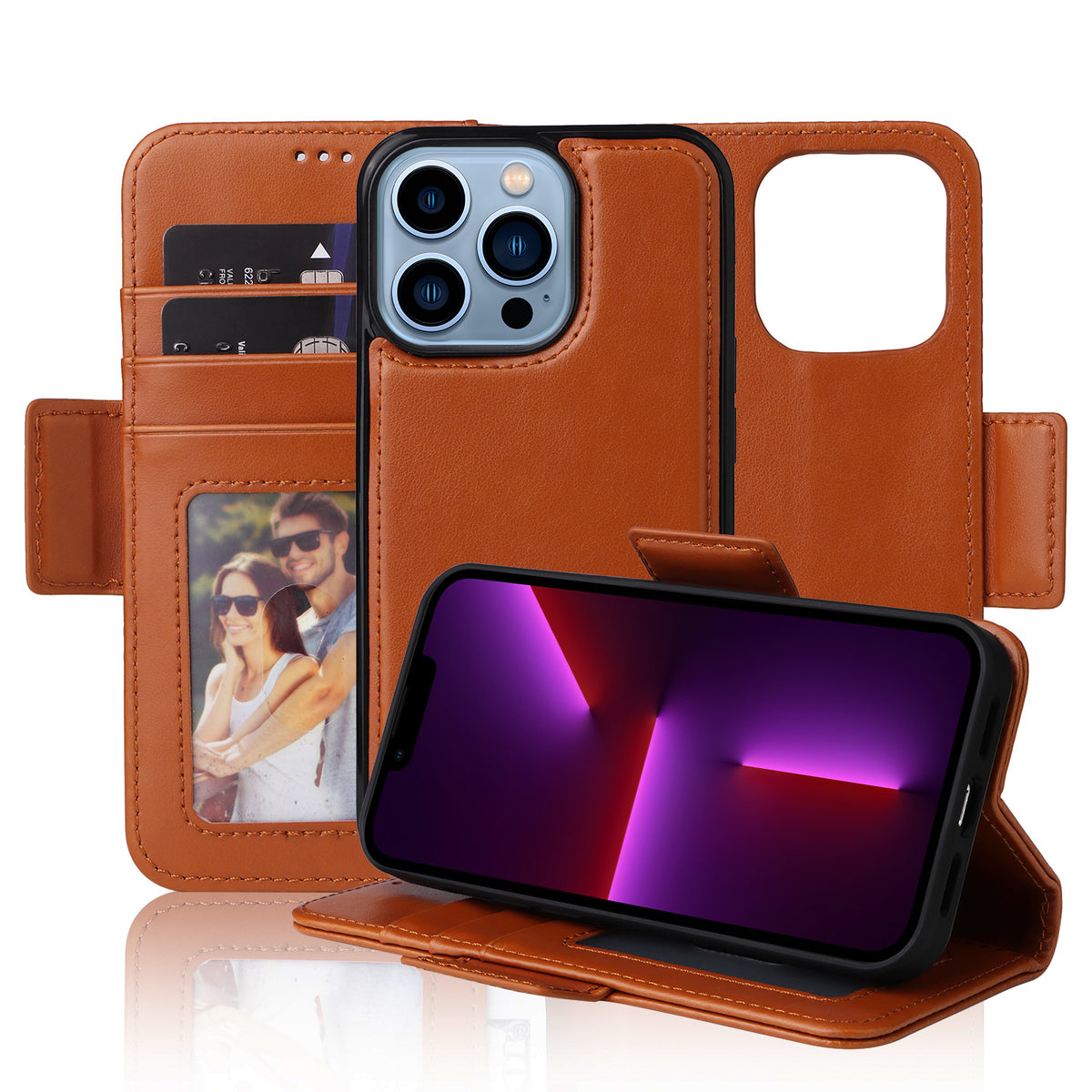 Vajio Series - iPhone 13 Pro 6.1" PU Leather Wallet Case - NAVOR