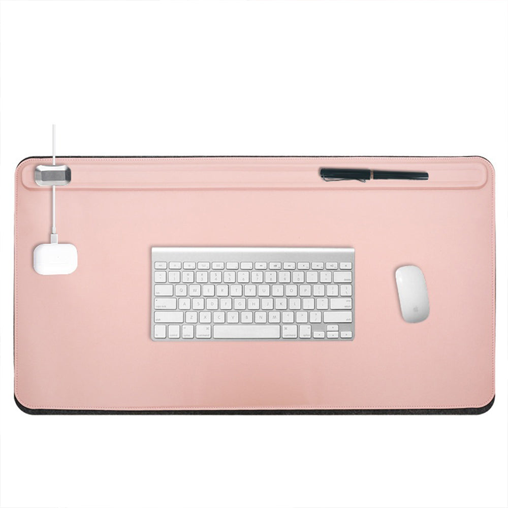 PU Leather 68.5 x 36.8cm Desk Mat with Magnetic Cable Holder for Office Home - NAVOR