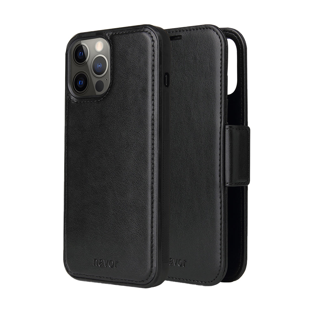Vajio Series - iPhone 12 / Pro PU Leather Wallet Case - NAVOR