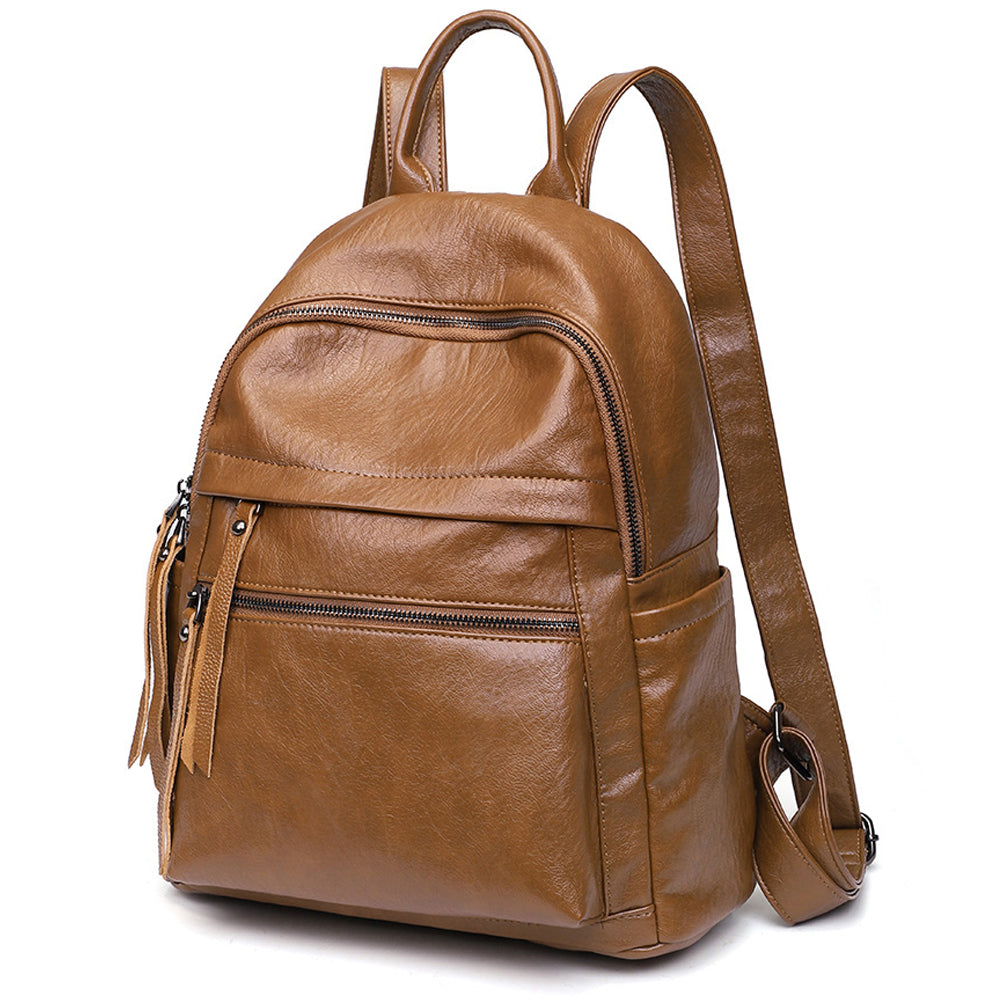 Leather Backpack for Girls/Women Waterproof Daypack - NAVOR