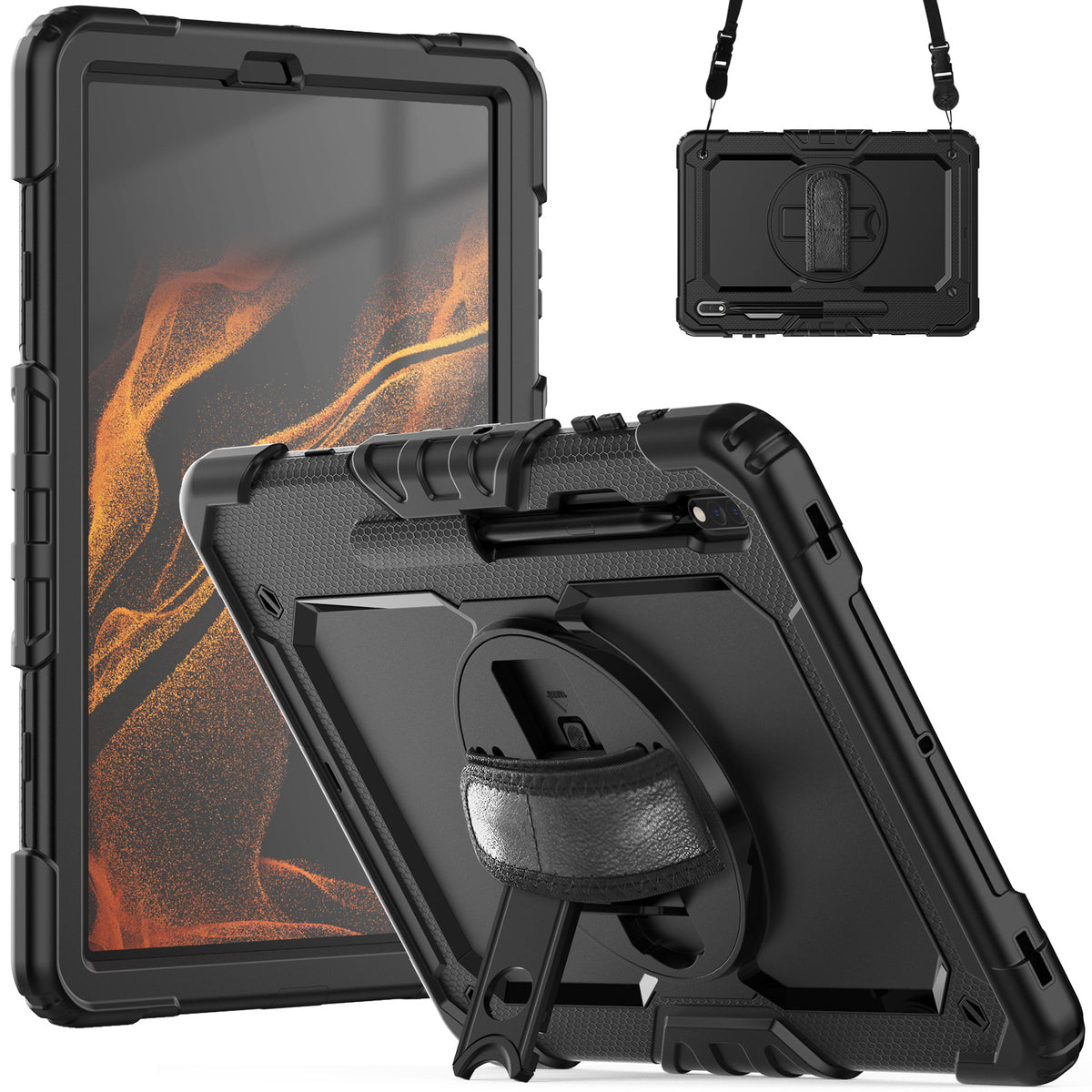 navor Tab S8 Plus (2022) / Tab S7 Plus  (2020) / Tab S7 FE (2021) 12.4-inch, 360 Kickstand Case [BLACK]