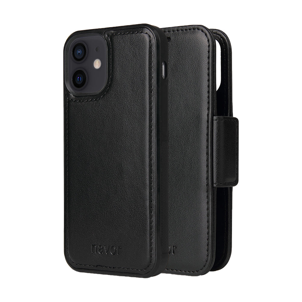 Vajio Series - iPhone 12 Mini Leather Wallet Case - NAVOR