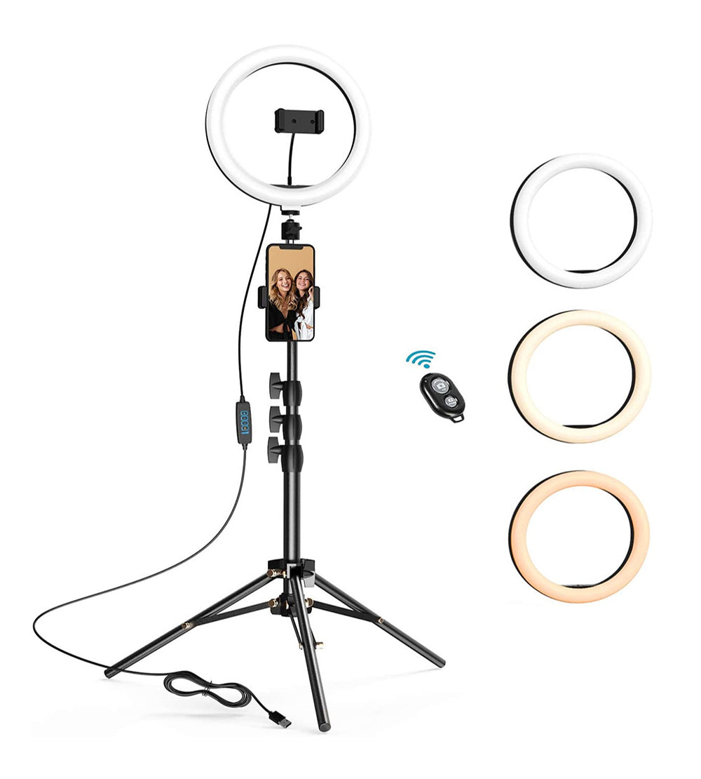 LED Ring Light with Tripod Stand and Cell Phone Holder - NAVOR