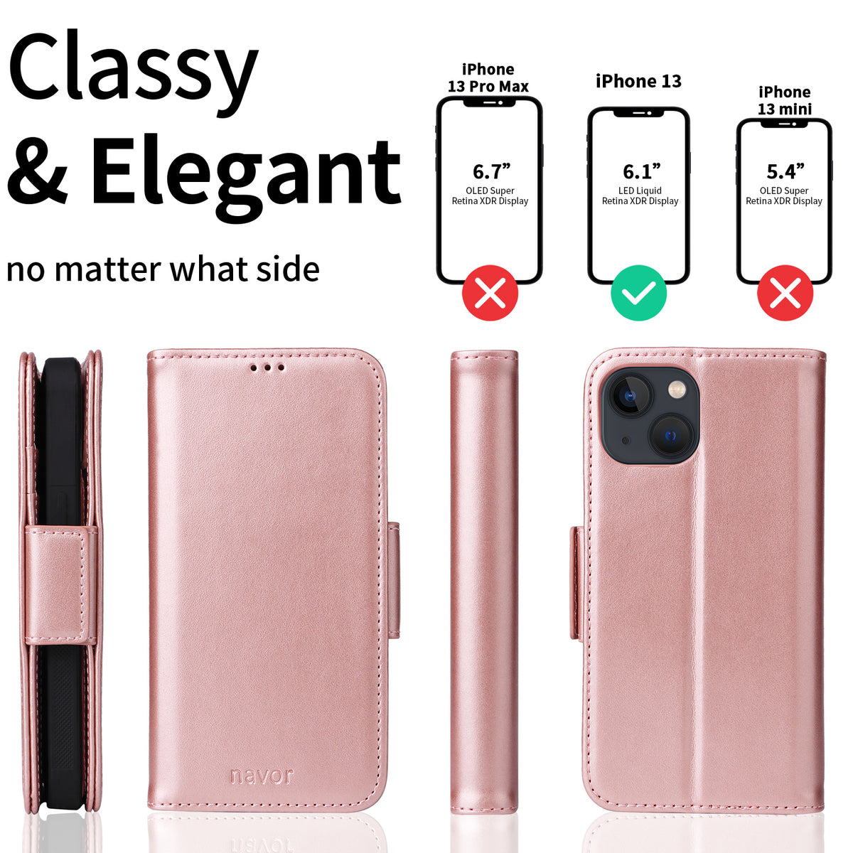 Vajio Series - iPhone 13 6.1" PU Leather Wallet Case - NAVOR