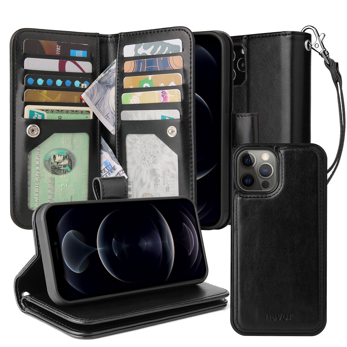 JOOT-3L Series- iPhone 12 / 12 Pro Magnetic Detachable Wallet Case - NAVOR