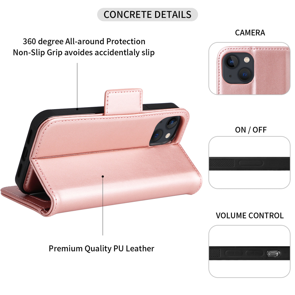 Vajio Series - iPhone 13 6.1" PU Leather Wallet Case - NAVOR