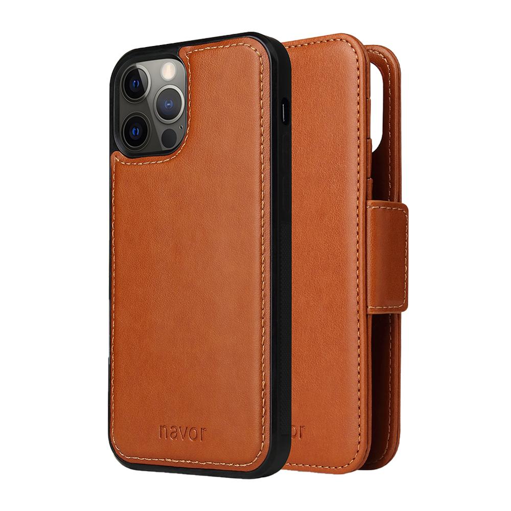 Navor Universal Car Mount & iPhone 12 / Pro PU Leather Wallet Case [Vajio Series] - NAVOR