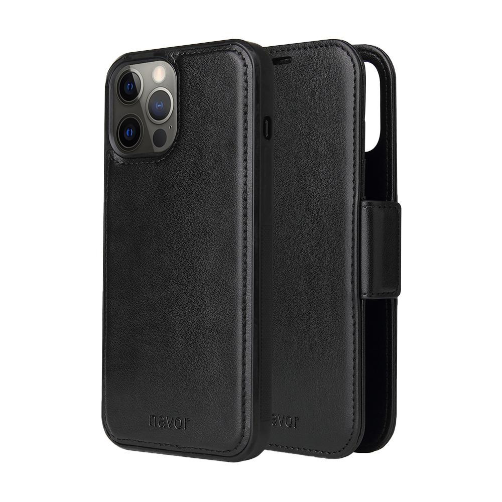Navor Universal Car Mount & iPhone 12 / Pro PU Leather Wallet Case [Vajio Series] - NAVOR