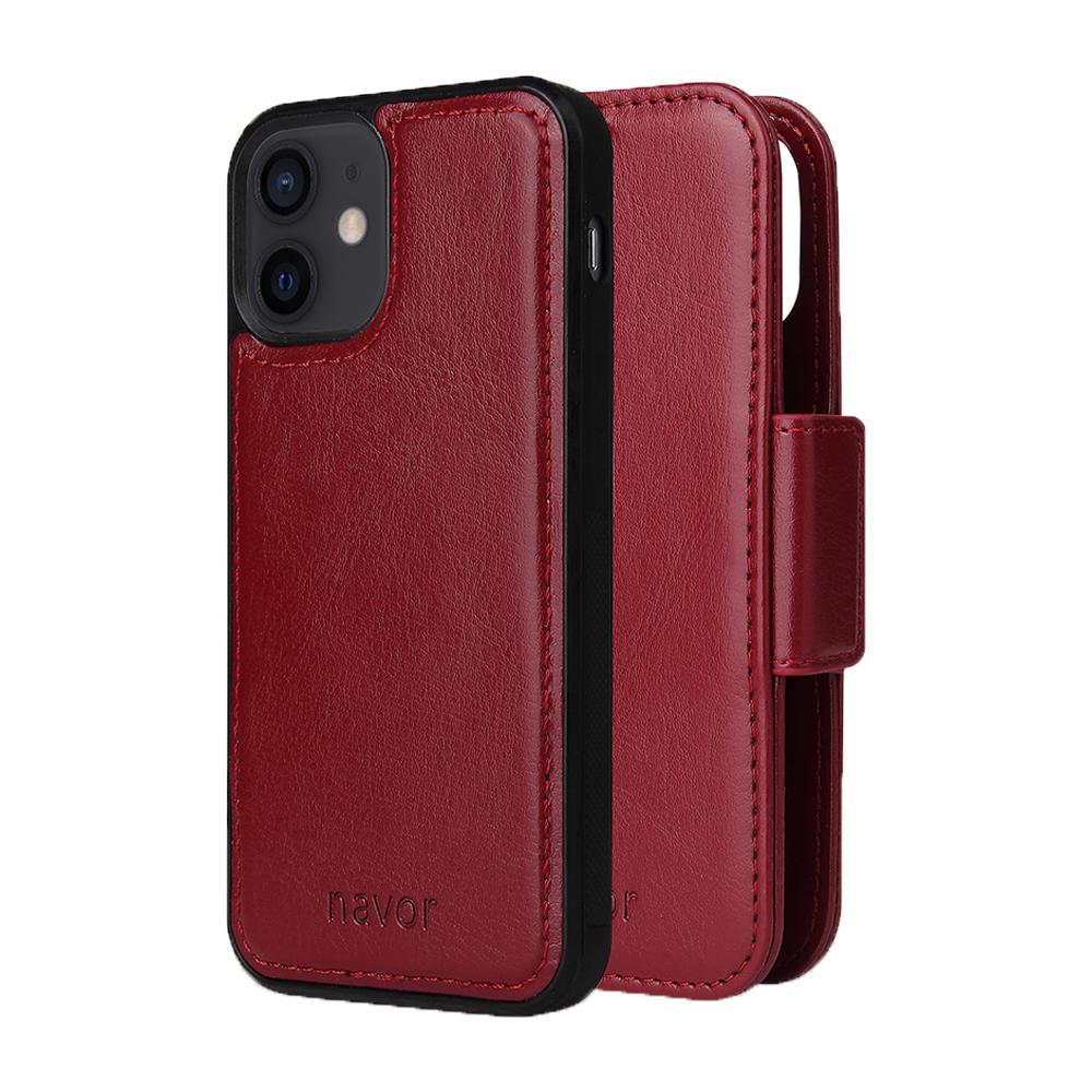 Universal Car Mount & iPhone 12 Mini Leather Wallet Case [Vajio Series] - NAVOR