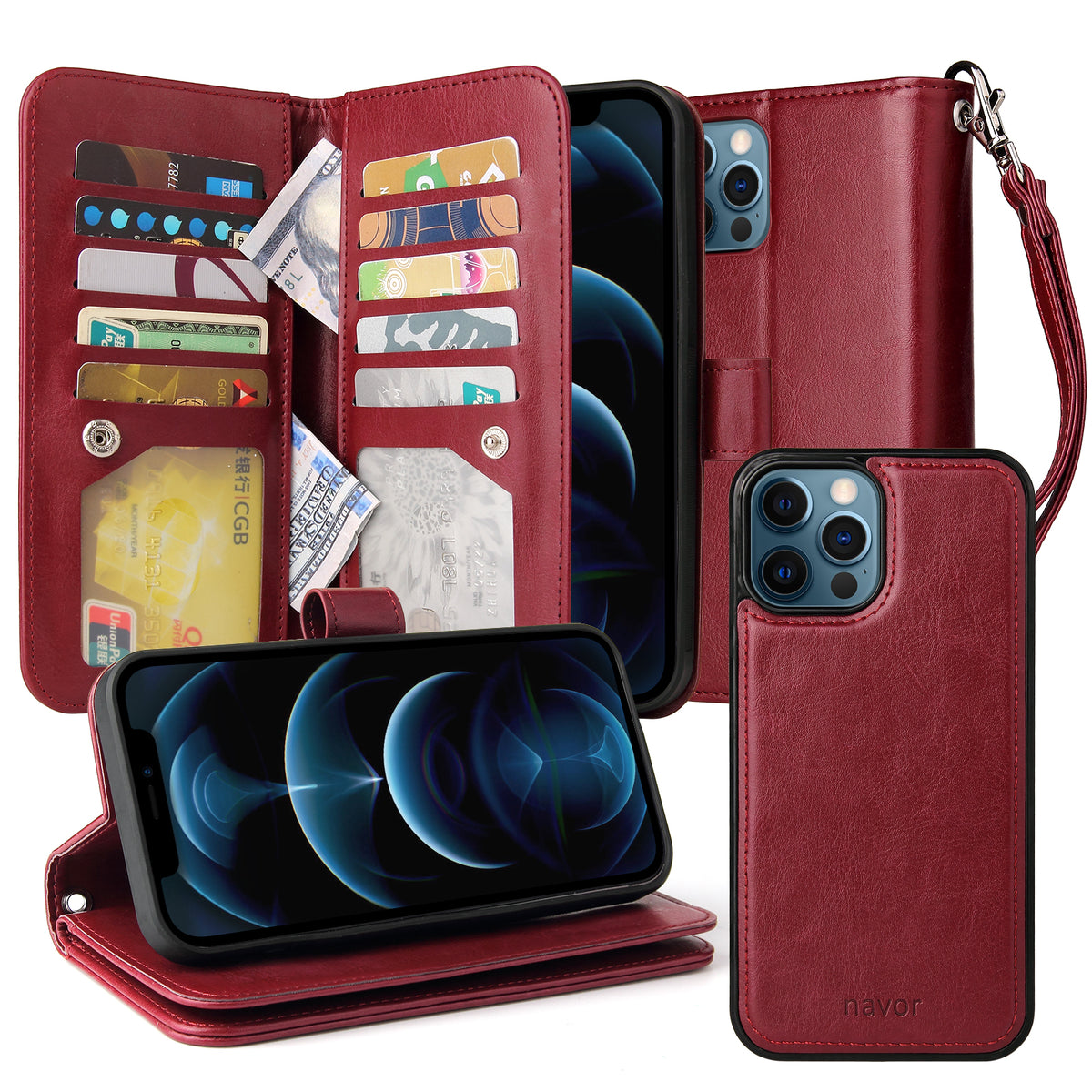 JOOT-3L Series- iPhone 12 Pro Max 6.7" Magnetic Detachable Wallet Case - NAVOR