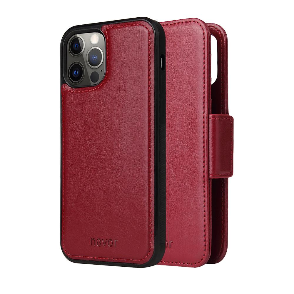 Navor Universal Car Mount & iPhone 12 / Pro PU Leather Wallet Case [Vajio Series] - NAVOR