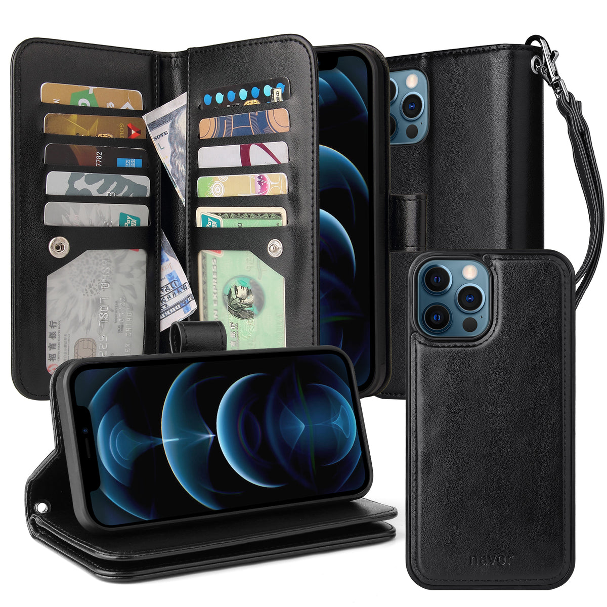 JOOT-3L Series- iPhone 12 Pro Max 6.7" Magnetic Detachable Wallet Case - NAVOR