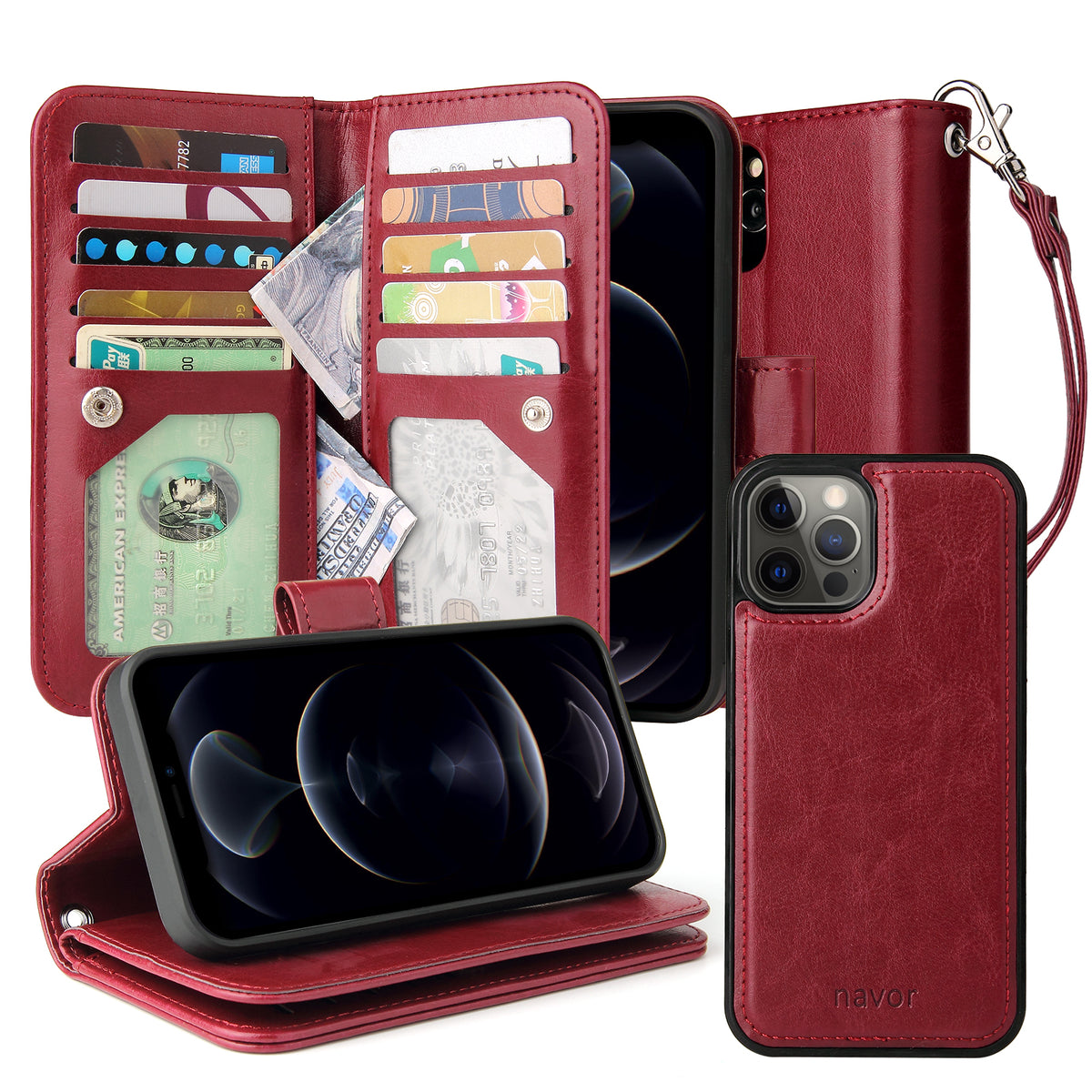 JOOT-3L Series- iPhone 12 / 12 Pro Magnetic Detachable Wallet Case - NAVOR