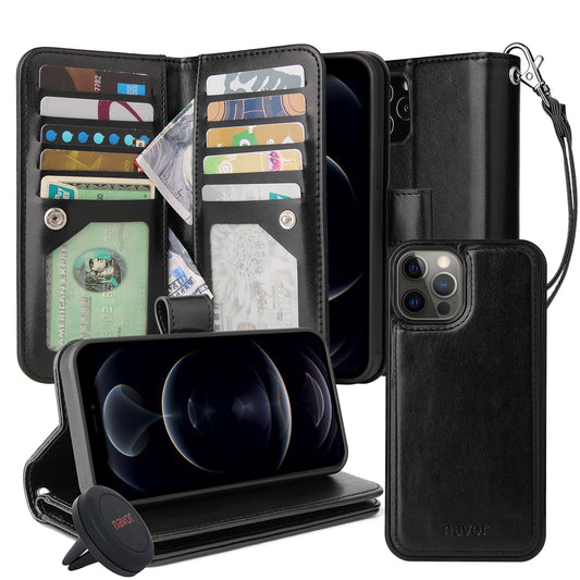 Navor Universal Car Mount & JOOT-3L Series iPhone 12 / 12 Pro Magnetic Detachable Wallet Case - NAVOR