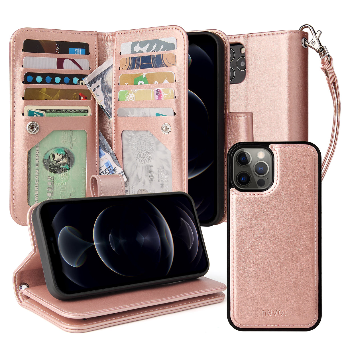 JOOT-3L Series- iPhone 12 / 12 Pro Magnetic Detachable Wallet Case - NAVOR