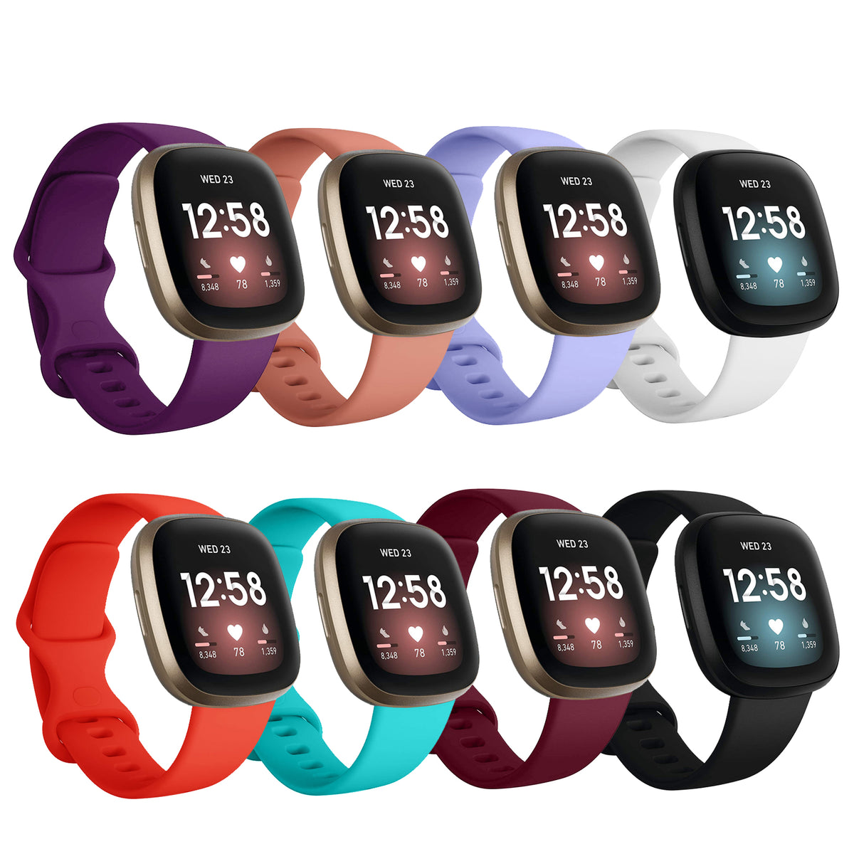 Fitbit Versa 3 / Fitbit Sense Soft TPU Sport Replacement Wristband - NAVOR