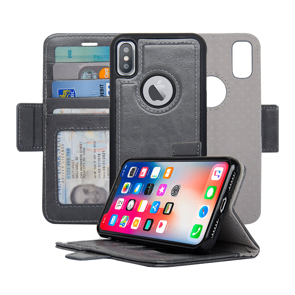 Vajio Series - iPhone X / XS Leather Wallet Case - NAVOR