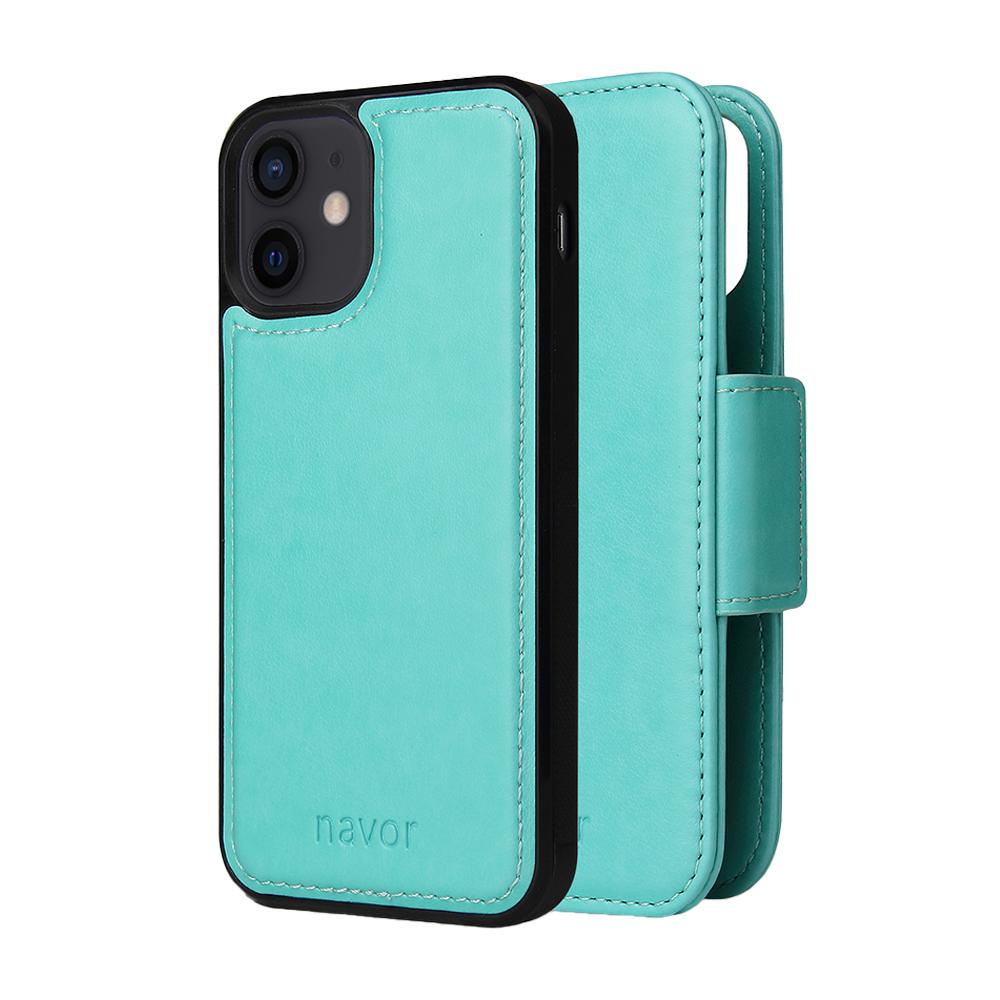 Universal Car Mount & iPhone 12 Mini Leather Wallet Case [Vajio Series] - NAVOR