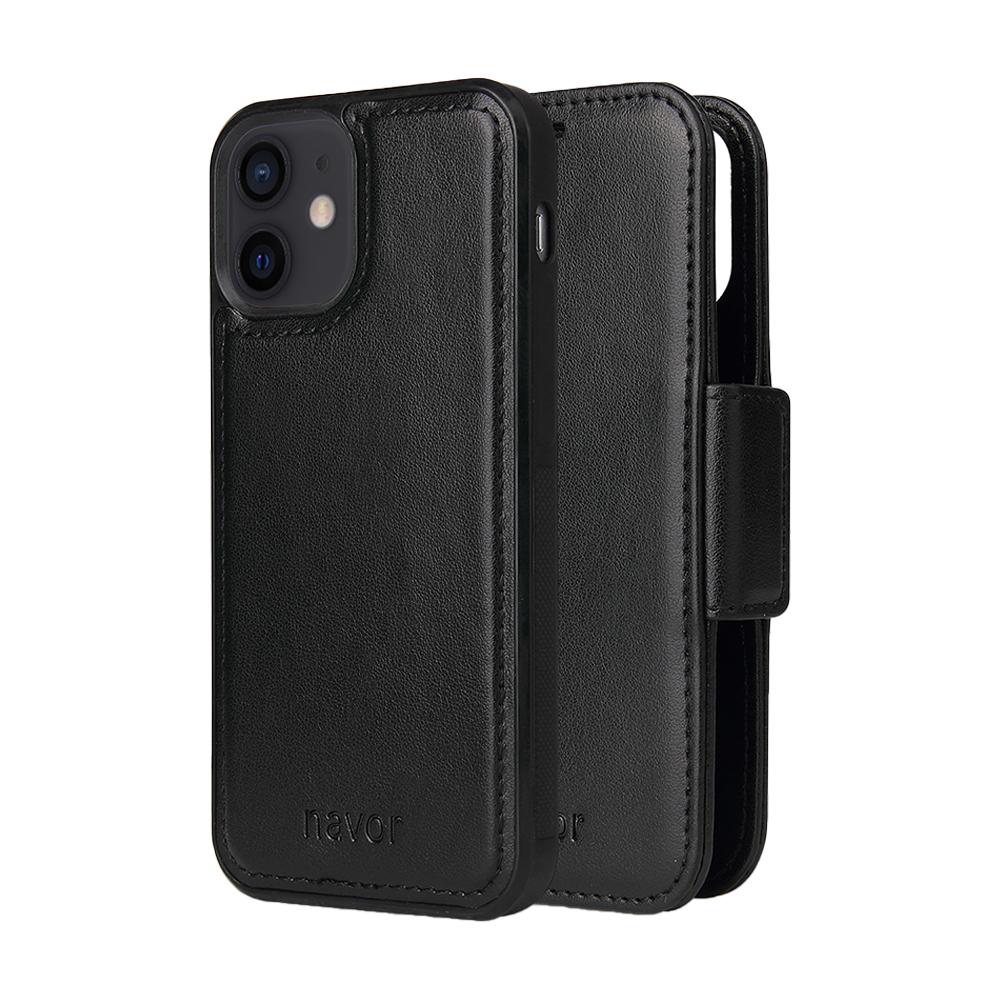 Universal Car Mount & iPhone 12 Mini Leather Wallet Case [Vajio Series] - NAVOR