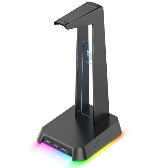 navor RGB Headphones Holder with 3 USB Ports, 1 Audio Port