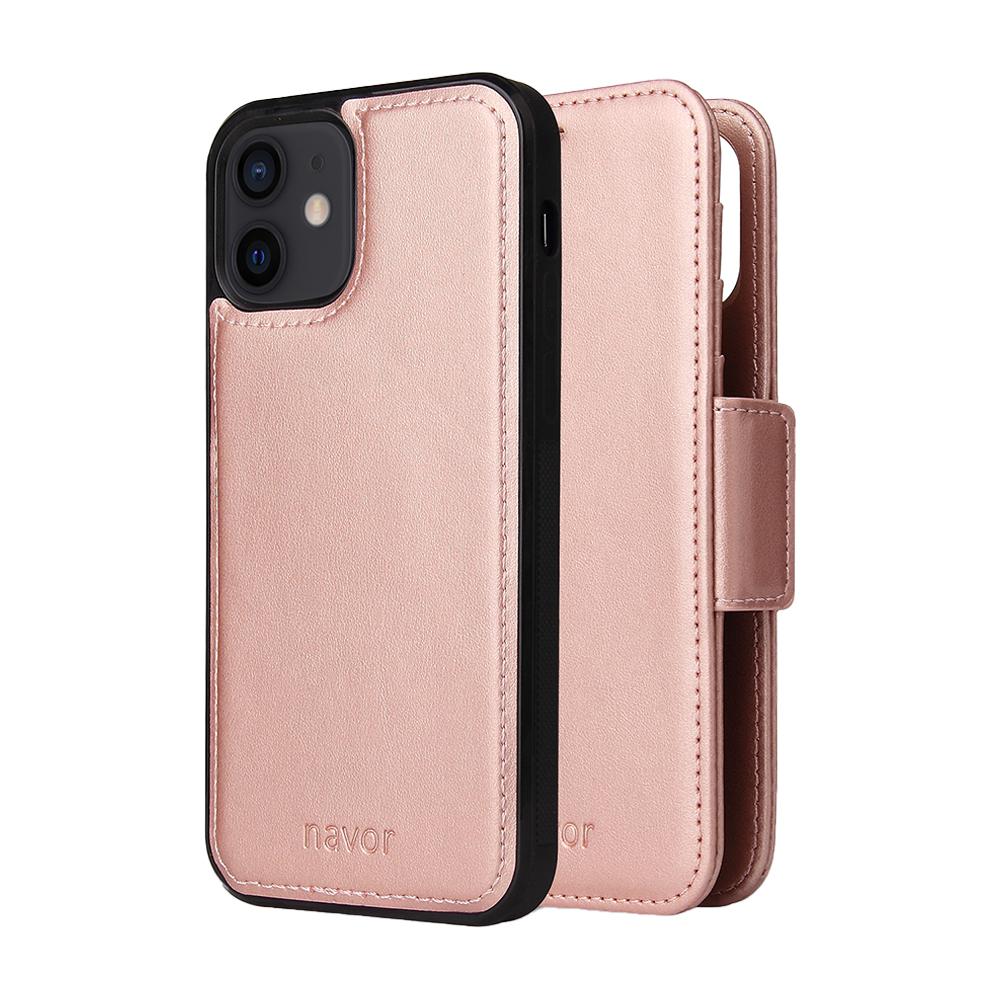 Universal Car Mount & iPhone 12 Mini Leather Wallet Case [Vajio Series] - NAVOR