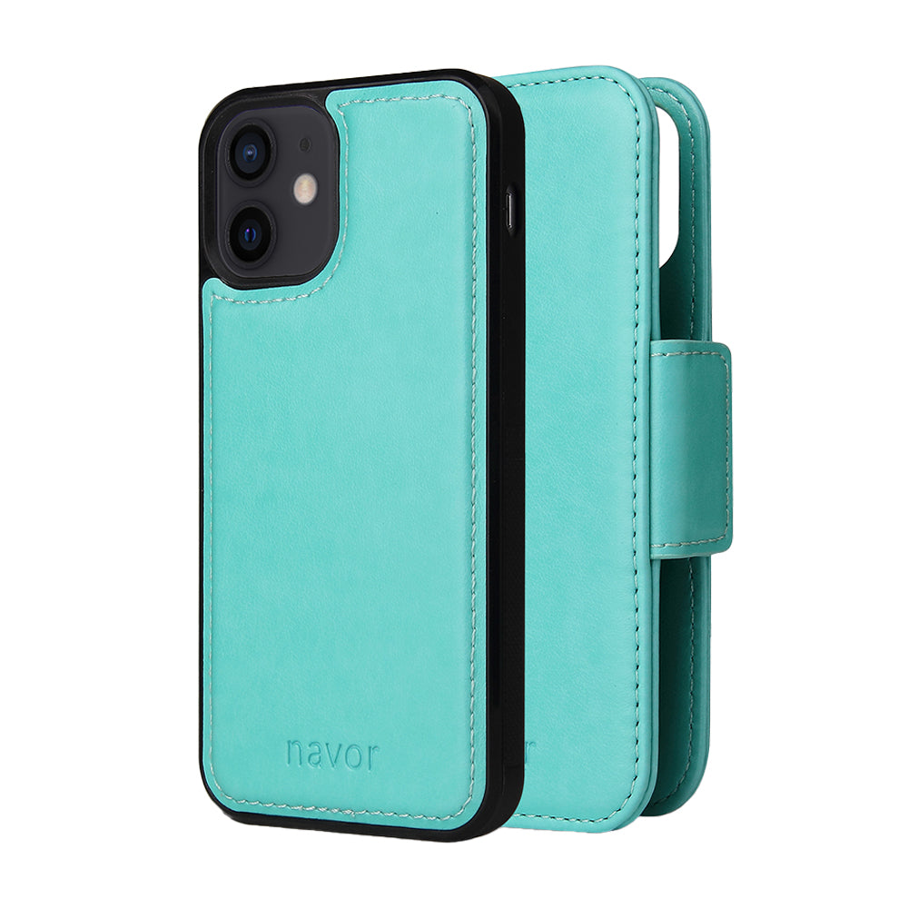Vajio Series - iPhone 12 Mini Leather Wallet Case - NAVOR