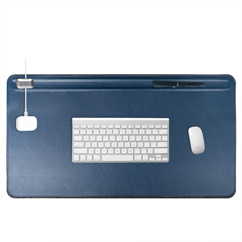 PU Leather 68.5 x 36.8cm Desk Mat with Magnetic Cable Holder for Office Home - NAVOR